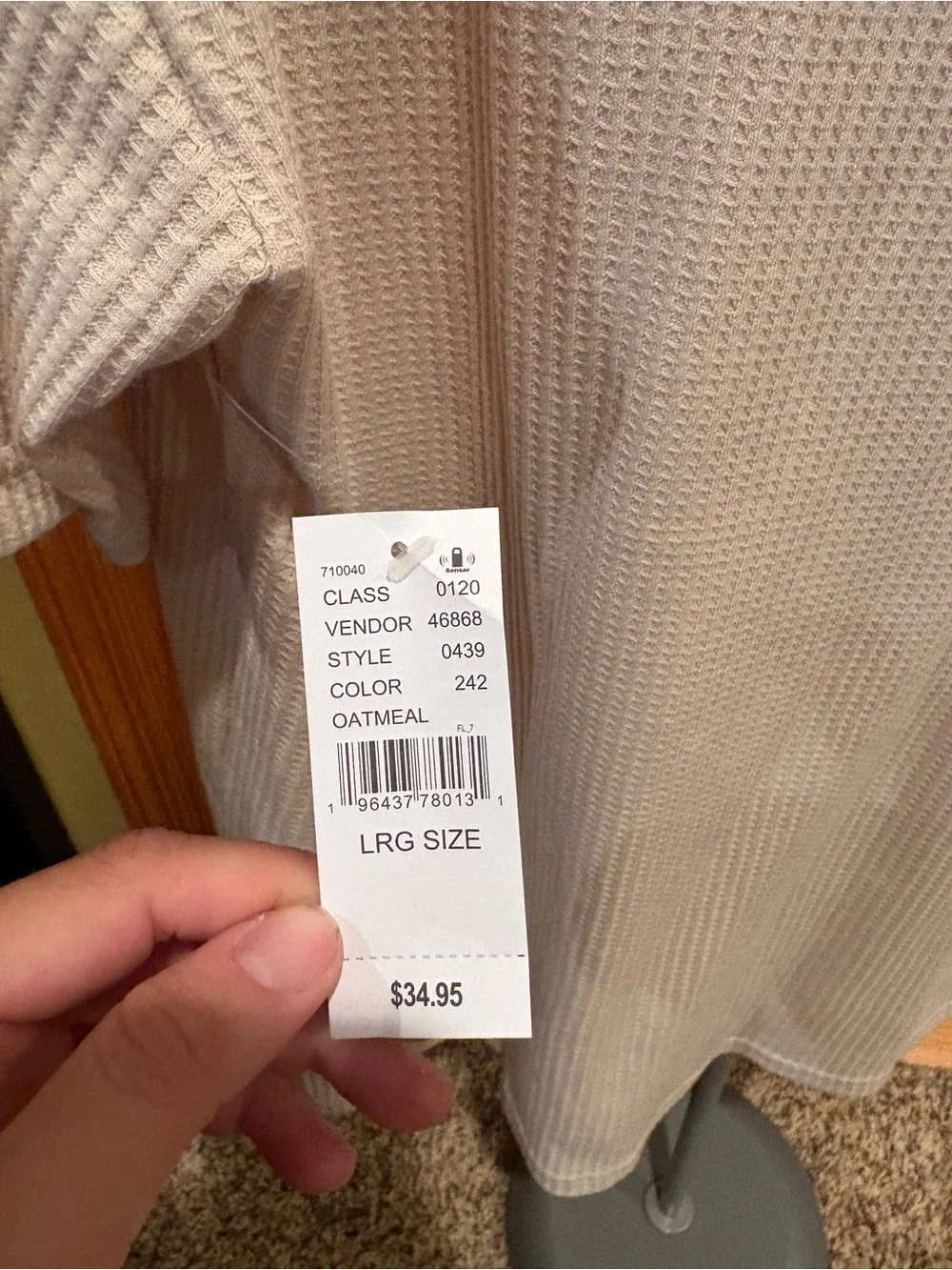 PacSun Men’s Waffle Crewneck Sweater in Cream